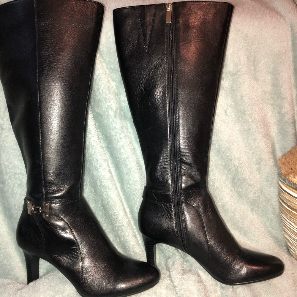 Bandolino Black Wide Calf Leather Boots - NEW
